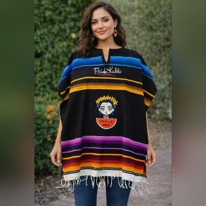 Frida Khalo Viva La Vida Loca Poncho One Size Nwot